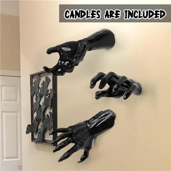 Halloween Decorations, Pack of 3 Wall Mounted Creepy Reaching Hands - Picture 3 of 7